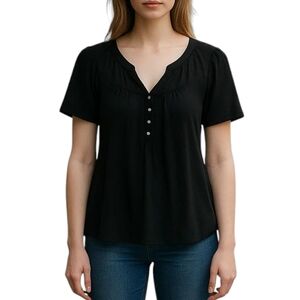 Margaret O'Leary Black Pintuck Front Top Size Medium